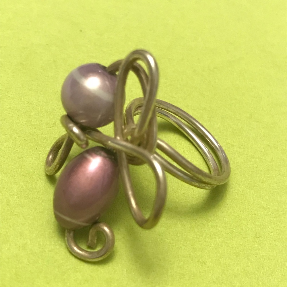 Unique handcrafted ring - Silver, Purple, Grey